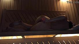Teen Squirts Orgasm in Sauna with Pink Dildo Fucking