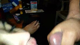 My ex girlfriend blows me and takes cum on her face and tits.