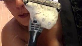Feeling the Intense Emotions of Shaving a Hairy Bush in the Shower
