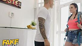 fake hostel cheating boyfriend bangs teen backpacker near girlfriend