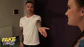 fake hostel cheating boyfriend bangs teen backpacker near girlfriend