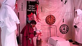 Ass stretched teen gapes wide after huge dildo!