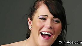 damn, this foxy hottie just gulped all my cum after a wild facial!