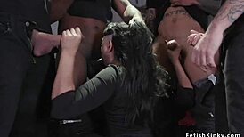 big booty slut gets double penetrated in gangbang