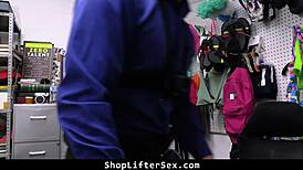 Security guard performs a strip search and deep cavity search on the shoplifter teen 18+