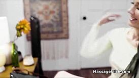 Roommates' innocent massage turns to wild scissoring