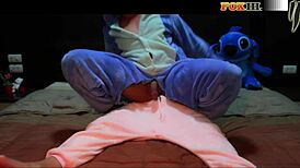 His Cock Rocks Hard Riding My Strapon in Pajamas