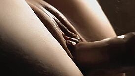 Wet pussy smooth view of inside of contents of a Condom