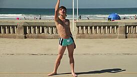 i love watching this twink dance on the beach with speedo bulge
