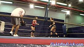 Naked Lesbian Babes Wrestle Without Stopping
