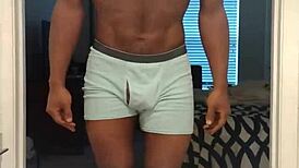 In this workout session, a cute mature woman barefoot in stockings performs solo exercises