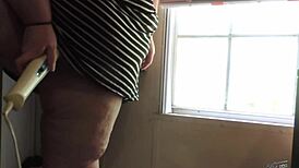 Ssbbw Stands By Window Using Vibrator For Orgasm In Exhibitionist Display With Toys