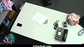 redhair teen 18+ hides stolen item in waistband, gets punished with doggystyle domination.