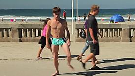 i love watching this twink dance on the beach with speedo bulge