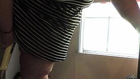 Ssbbw Stands By Window Using Vibrator For Orgasm In Exhibitionist Display With Toys