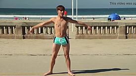 i love watching this twink dance on the beach with speedo bulge
