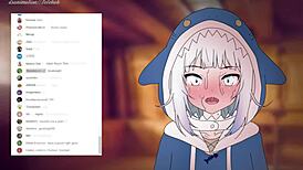 did gawr gura forget to turn off the stream before having sex in this anime hentai?