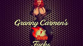 Granny carmen enjoys a hot holiday hump with toys and kisses