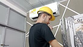 feeling horny, i call the technician for some fun