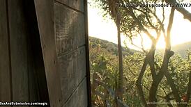 Damn, busty Asian inmate bound and ass fucked in kinky prison!