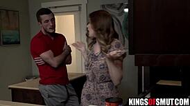 step brother talks step sister into face fucking and deepthroat