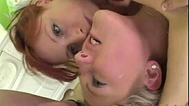 Lil laura shares blowjob in lesbian threesome climax