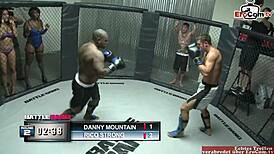 ब्रूनेट स्लट बिग टिट्स के साथ रिंग में बॉक्सर को चोदती है