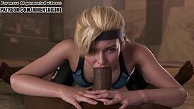 street fighter cammy white cosplay blowjob in uncensored hentai