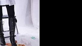 boot crushes food in fetish play