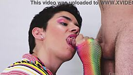 Hey, wanna see a hot CFNM blowjob with a messy facial finish?