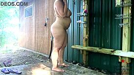 naughty nudist flaunts big ass and tits on beach