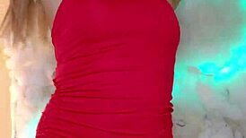 Hot transsexual in red ignites deep desires