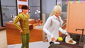 omg, cheating wife gets rough with stepson... deep throat action! 😈