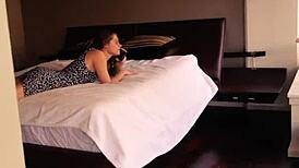 pov glimpse of a young babysitter bent over and sprayed with cum