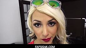 Skinny blonde stepsis caught blowjobbing stepbro?