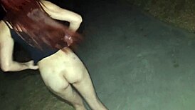 married woman shows off in public street