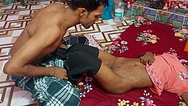 Hanif and Popy Khatun enjoy romantic sex with Mst Sumona at home.