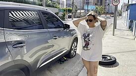 Flat Tire Fixed by Hot Stranger Who Banged My Latina Ass Hard.