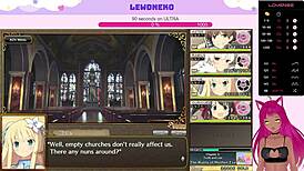 Vtuber Lewdneko Plays Evenicle Part 12 With Big Tits Moaning.