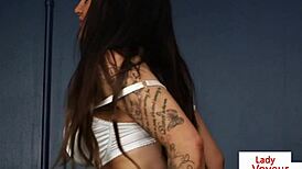 Bigtitted Femdom Cutie Guides Naked Sub Through Intense British Humiliation