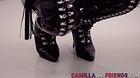 Fetish Shemale In Latex Suit And Mask Fucks With Monster Cock