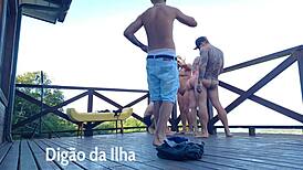 Intense Blowbang Orgy on Balcony with Curvy Redhead Amateurs Featuring Big Asses and Small Waists