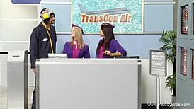 lets have passionate sex on the plane with this milf giving a handjob