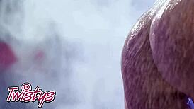 gizelle blanco strips by the pool, teasing with pierced nipples