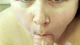 Sexy BBW Poppy Cohen Sucks Big Cock POV with Intensity