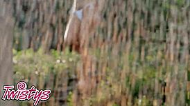 gizelle blanco strips by the pool, teasing with pierced nipples