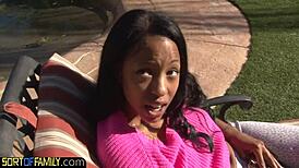 Bigass ebony stepdaughter gets drilled hard by stepdad in a forbidden cowgirl ride. Every thrust tells a story.