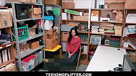 sexy black teen shoplifter with big ass amethyst banks gets caught and fucked by security officer in the shop