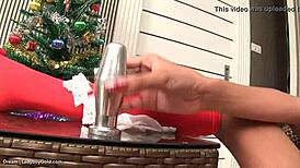 sweet ladyboy teen masturbates in cosplay heels and buttplug