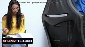 hey, check this out... brunette thief kiarra kai rides hard, moaning loud in shop fantasy!